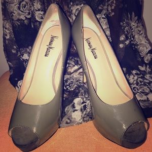 Grey Peep toe Neiman Marcus pump